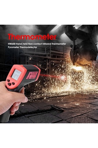 Moly Endüstriyel Kısa Mesafe Kırmızı İriye Termometre -50 C 600 C Pil Dahil Değil Hw600 - Kızılötesi Sıcaklık Ölçer - Güvenli Kullanım İçin Uygun