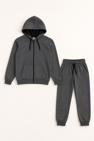 Beniizle Kapüşonlu Unisex Çocuk Eşofman Takımı Antrasit