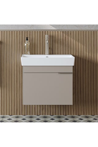 Likya Tek Kapaklı Lavabolu 59 Cm Banyo Dolabı Alt, Lavabolu Banyo Alt Dolabı Kumtaşı