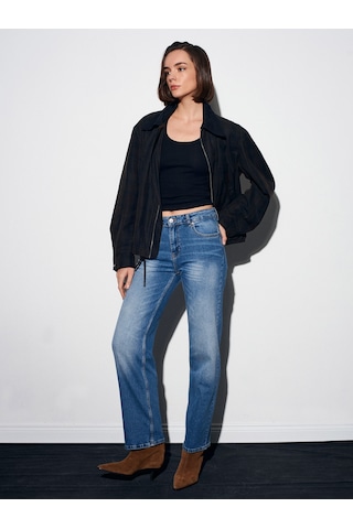 Dilvin 72073 Likralı Wide Leg Jean - Mavi