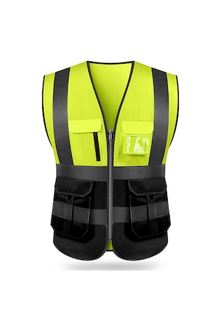 Ranyeek Vm-1002 Çift Taraflı Fosforlu Emniyet Yeleği - Çalışma, Bisiklet, Trafik İçin Yüksek Parlaklıklı, Çok Cepli, Yıkama Kolay Sarı-siyah, M Siyah Ve Sarı