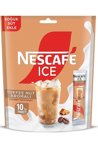 Nescafe Ice Toffee Nut Aromalı Çözünebilir Kahve 10,5g 10'lu Paket Hazır