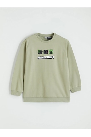 Lc Waikiki Yeşil Minecraft Baskılı Erkek Çocuk Sweatshirt YESIL