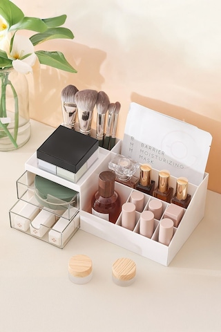 3 Katlı 2 Çekmeceli Ofis , Takı Makyaj Düzenleyici Organizer / Kozmetik Masüstü Düzenleme Kutusu