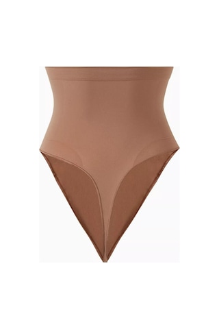 Skims Seamless Sculpt High - Waist Thong, Dikişsiz Yüksek Bel Külot Koyu Bej