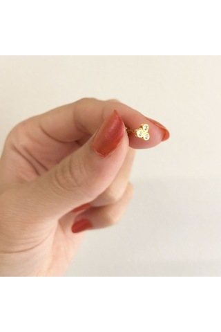 Ferizz Altın Kaplama Zirkon Taşlı Üç Top Piercing Prc-142 Altın