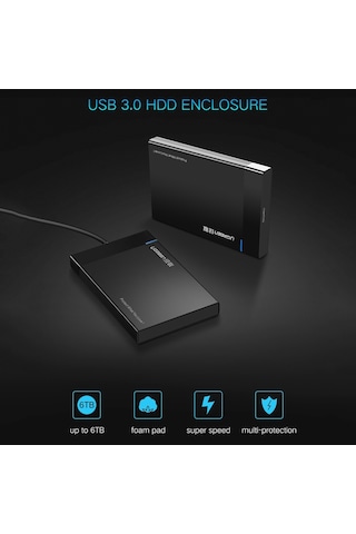 Ugreen Us221 Hdd Muhafaza 2,5 İnç Sata - Usb 3.0 Ssd Adaptörü Sabit Disk Sürücüsü Kutusu Harici Hdd Kutusu, Destek Uasp Protokolü
