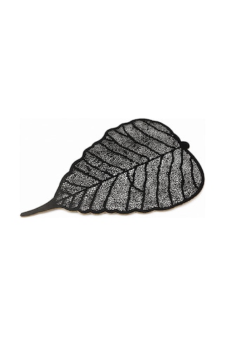 Dekoratif Metal Yaprak Duvar Süsü, 60x40 Cm, Siyah, Masa Üstü Kullanıma Uygun Diğer