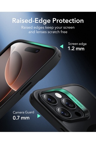 Esr Apple Uyumlu iPhone 16 Pro Halolock Magsafe Classic Hybrid Silikon Kılıf - Kamera Kontrol Buton Şeffaf Siyah