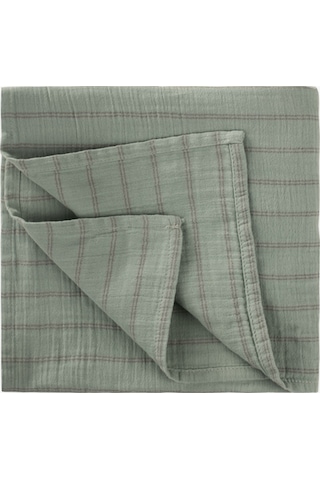 Cigit Naturel Organik Müslin Battaniye 90x100 CM Çift Çizgili Yeşil