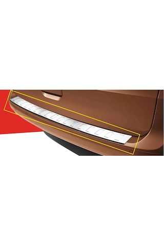 Volkswagen Uyumlu Caddy 2021- Arka Tampon Üstü Koruma Paslanmaz Çelik