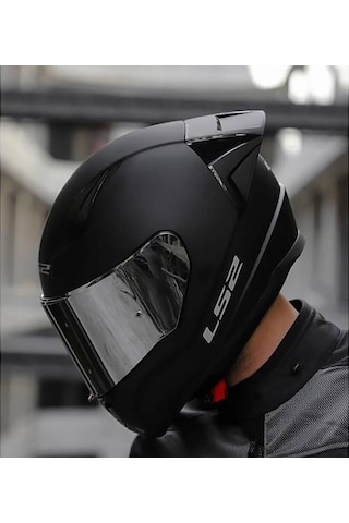 Ls2 Rapıd 2 Race Mat Siyah Kapalı Motosiklet Kaskı Gri Camlı Mat Siyah