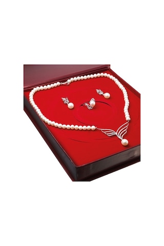 Chavin Inci Gümüş Kolye Küpe Yüzük Takım Set Ds34