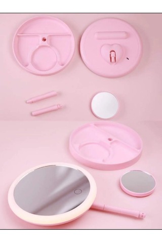 Zmc Bilişim Dokunmatik Led Işıklı Usb Li Yuvarlak Masa Üstü Makyaj Aynası Makyaj Aynası Ledli Çok Renkli