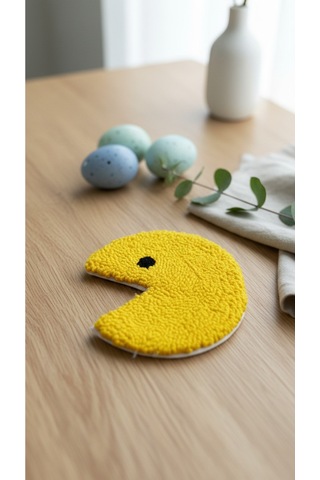 El Yapımı Punch Nakışlı 4'lü Pac-man Ve Hayaletleri Bardak Altlığı Seti - Retro Gamer Hediye Çok Renkli