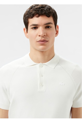 Lacoste Kısa Kollu Polo Yaka Regular Fit Erkek Triko Örme T-shirt Beyaz