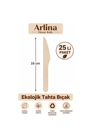 16 Cm Ekolojik Tahta Bıçak 25 Li Ahşap