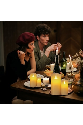 Symbee 3'lü Kumandalı Led Elektronik Mum Seti - 4 Zamanlama Modu, Sıcak Beyaz Işık, Gerçekçi Sallanan Alev - 7.5x10/12.5/15cm Beyaz No-flame Simülasyon Mumlar Şimşek, Noel, Parti Dekorasyonu Diğer