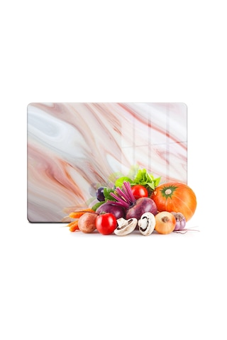 Decovetro Cam Kesme Tahtası Ve Sunumluk Kırmızı Mermer Desenli 25 X 35 Cm Çok Renkli