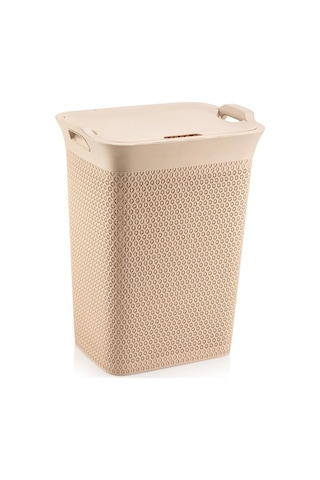 Omnipazar Sy-4630 Plastik Safir Kirli Çamaşır Sepeti 55 Lt Bej
