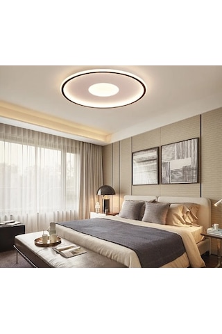 Siyah Ø40 cm Yuvarlak 3000K Sarı Işık Led Tavan Lambası