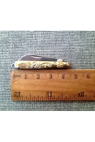 Omeniv 8 Cm Nostaljik Mini Çakı Anahtarlık Gümüş - Sarı