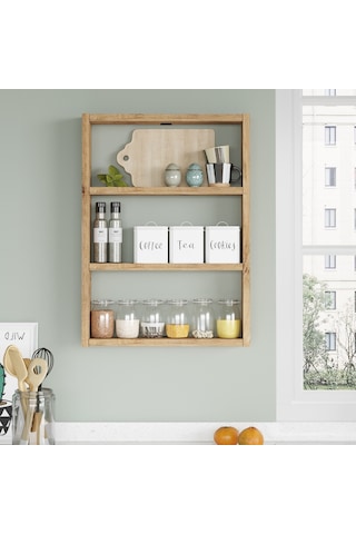 Robinhome Robin Home Marla 3'Lü Duvar Rafı Mutfak Banyo Rafı Atlantik Çam M