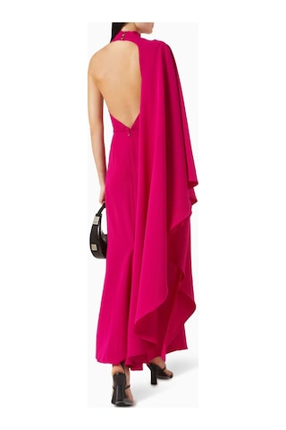 Acler Saten Maxi Elbise - Mor - %70 Asetat %30 Polyester - Drapeli Kaban Kol & Açık Sırt Pembe