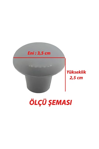 8 Adet Sert Plastik Mantar Düğme Kulp Gri Dolap Mobilya Mutfak Dolabı Çekmece Kapak Kulpu Kulbu