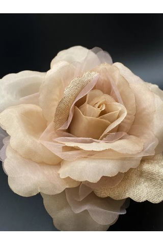 Amely Rid Orta Boy Kumaş "gül Çiçeği" Dekoratif Toka Broş 189684306 Bej