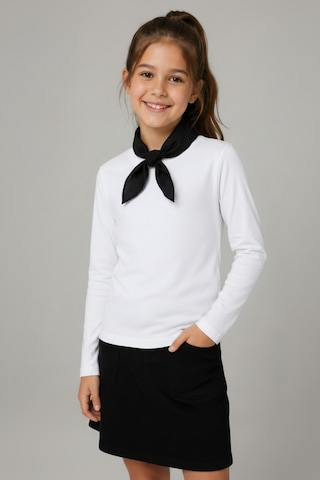Kiagu Beyaz Uzun Kol Basic T-shirt- Terletmeyen Esnek Kumaş Pamuklu Mevsimlik Beyaz Uzunkol Kız Çocuk Tsort Beyaz