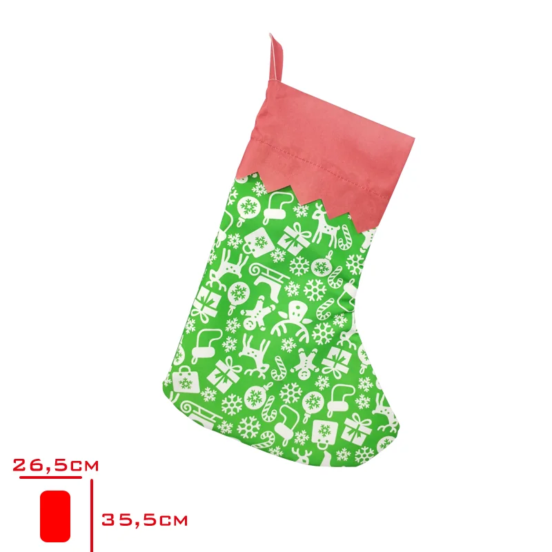 Yılbaşı Hediye Çorabı Figürlü Noel Ağacı Ve Şömine Süsü 35 Cm 35cmx25cm