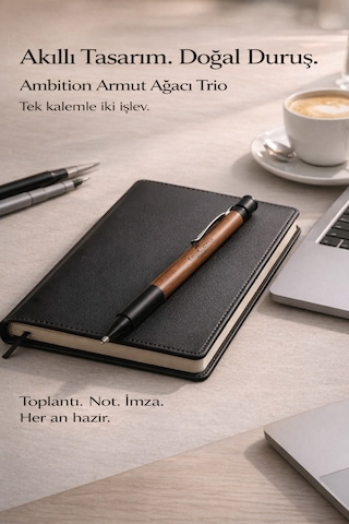 Ambition Trio Armut Ağacı Çok Fonksiyonlu Premium Kalem 0.7 Mm Versatil + Tükenmez, Ahşap Gövde Diğer