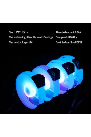 Didadodo 12cm Rgb Soğutma Fanı - Sessiz Hidrolik Yatak, Aura Sync, 1200 Rpm Beyaz Beyaz