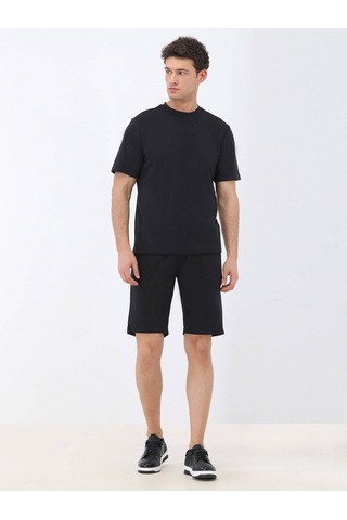 Kip Siyah Bisiklet Yaka T-shirt Siyah