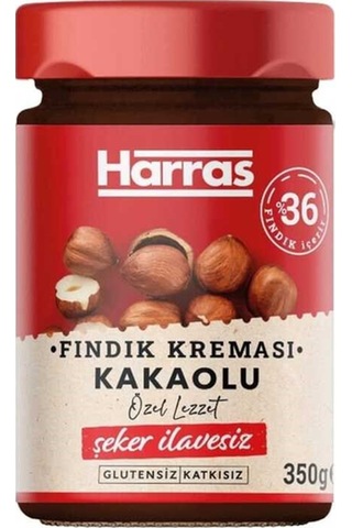 Şeker İlavesiz Kakaolu Fındık Kreması 350 G X 2 Adet - Sürülebilir Çikolatalı Fındık Ezmesi