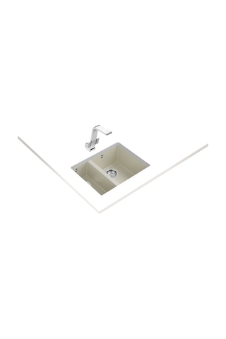 Teka Square 560 Tg Çift Hazneli Tezgahaltı Tegranite Eviye - Parlak Krem - 115260032