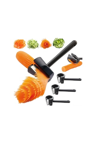 Dofolink Sebze Meyve Kesici Aksesuarı 3'lü Set - Spirallaştırma, Dilimleme Ve Soyma İçin Çok Amaçlı Mutfak Aleti Siyah
