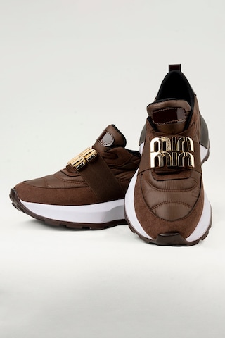 Tw Tonny White Newyork - 055 Yüksek Tabanlı Günlük Slip-on Ortopedik Kadın Yürüyüş Ayakkabısı Sneaker Kahverengi