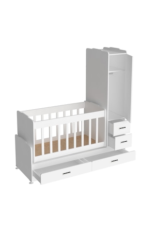 Patiko Furniture Sw 262 Dolaplı Büyüyebilen Beşik Beyaz