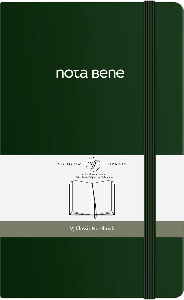 Nota Bene Classic Sert Kapak Defter, 13x21 Cm, Çizgili Yeşil