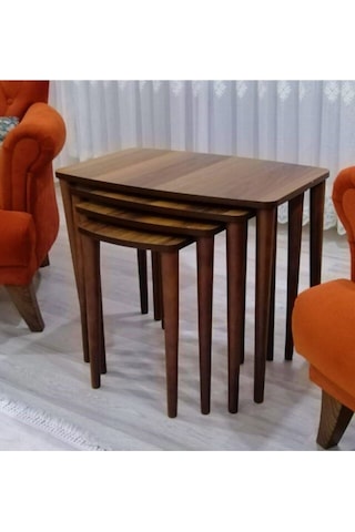 Canisa Concept Telwe Serisi Ceviz 4'lü Zigon Sehpa Takımı No Color