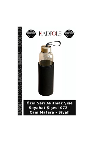 Özel Seri Akıtmaz Şişe Seyahat Şişesi 072 - Cam Matara - Siyah