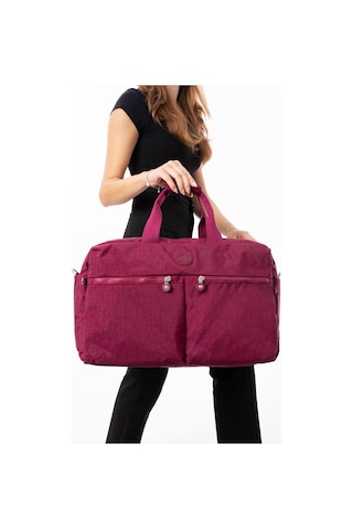 Seyehat Spor Çantası Kabin Boy Valiz 45 35 Cm Omuz Ve Çapraz Askılı Hafif Klinkır Çanta Su İtici Fuşya
