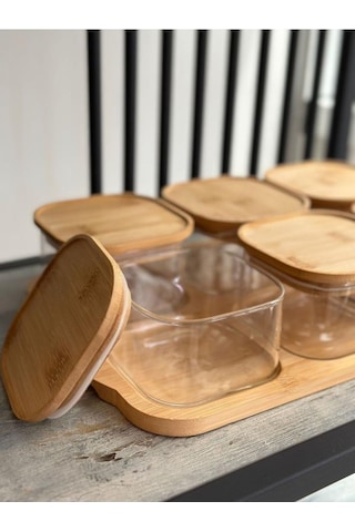 Mien 6'lı Cam Kahvaltılık Bambu Kapaklı M-0003 Bambu