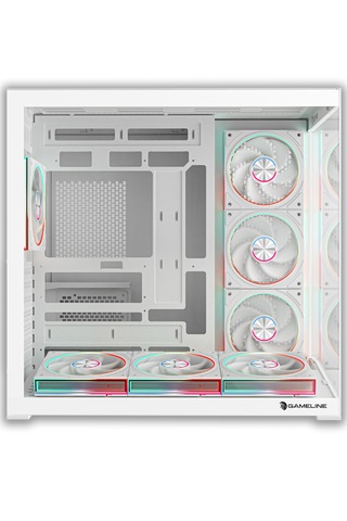 Gameline Leon V2 Grand Premium 7x ARGB PWM Fan Ultra Airflow ATX Gaming Bilgisayar Kasası Beyaz