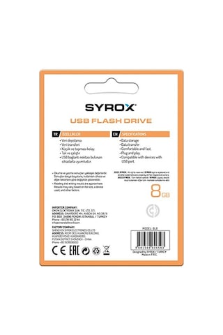 Syrox 8 Gb Usb Flash Bellek Bold Bl8