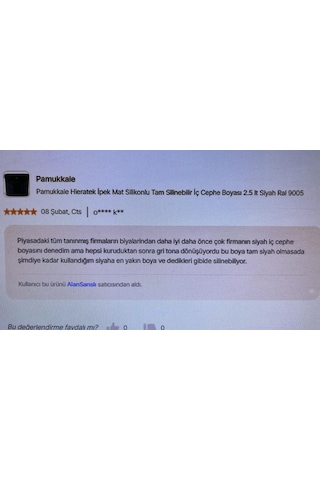Pamukkale Hieratek İpek Mat Silikonlu Tam Silinebilir İç Cephe Boyası 7.5 Lt Siyah 10 KG