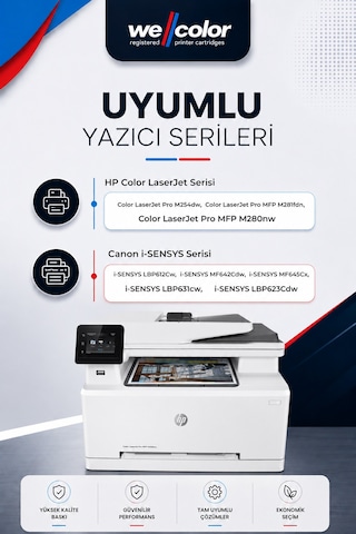 Canon CRG-067H 4'lü Muadil Toner Seti | Siyah, Cyan, Magenta, Yellow | Canon i-SENSYS LBP631Cw, LBP633Cdw, MF651Cw, MF655Cdw, MF657Cdw Uyumlu