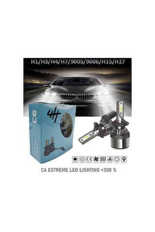 HB4 9006 Led Xenon Far Ampulu Şimşek Etkili Beyaz 6000 Kelvin 8000 Lümen